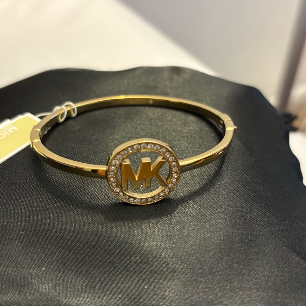 Michael Kors Gold Logo Bracelet with Crystal Accents